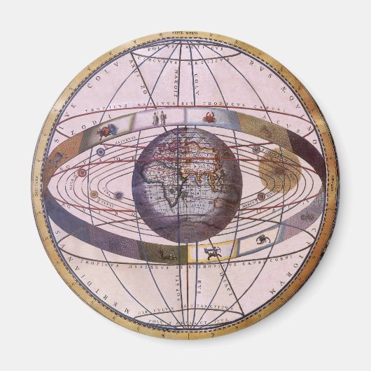 Antiek Ptolemaic Solar System, Andreas Cellarius Magneet (Voorkant)