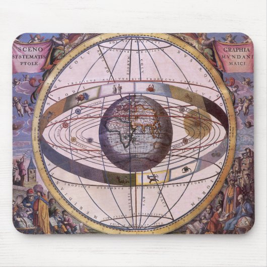 Antiek Ptolemaic Solar System, Andreas Cellarius Muismat (Voorkant)