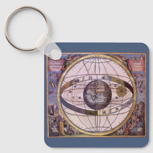 Antiek Ptolemaic Solar System, Andreas Cellarius Sleutelhanger (Voorkant)