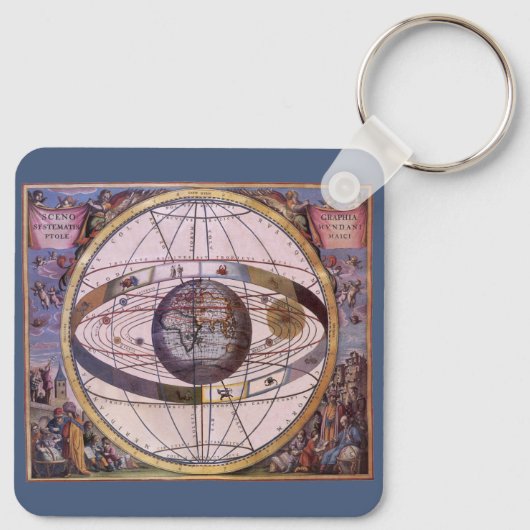Antiek Ptolemaic Solar System, Andreas Cellarius Sleutelhanger (Achterkant)