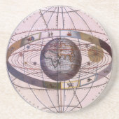 Antiek Ptolemaic Solar System, Andreas Cellarius Zandsteen Onderzetter (Voorkant)