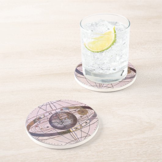 Antiek Ptolemaic Solar System, Andreas Cellarius Zandsteen Onderzetter (Zijkant)