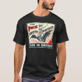 Antiek Puck Riding Bat Swedish Matchbox Label T-shirt (Voorkant)