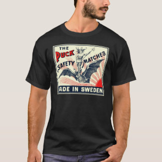 Antiek Puck Riding Bat Swedish Matchbox Label T-shirt