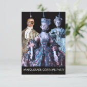 ANTIEK PUPPETS MASQUERADE COSTUME PARTY RSVP KAART (Staand voorkant)