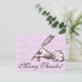 Antiek Quill Point Pen schrijft een bedankbriefje! Briefkaart (Staand voorkant)