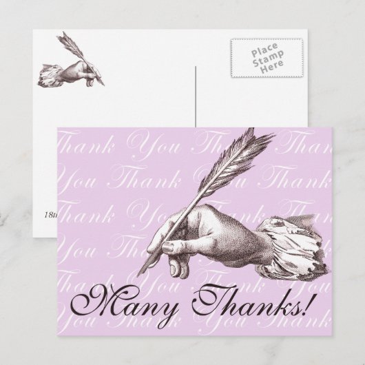 Antiek Quill Point Pen schrijft een bedankbriefje! Briefkaart (Voorkant / Achterkant)