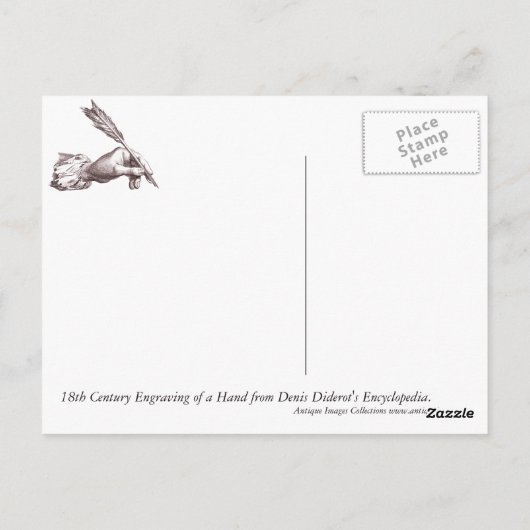 Antiek Quill Point Pen schrijft een bedankbriefje! Briefkaart (Achterkant)