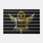 Antiek Quill veren Classic Gold Lijst Monogram Deurmat (Voorkant)