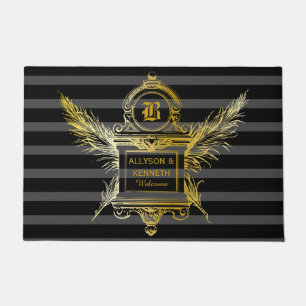 Antiek Quill veren Classic Gold Lijst Monogram Deurmat