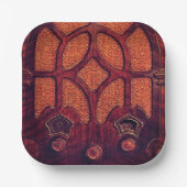 Antiek radio hout art deco kathedraal bruin papieren bordje (Voorkant)