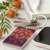 Antiek radiohout elegant art deco kathedraal sleutelhanger (Voorkant Rechts)