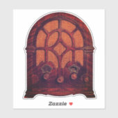 Antiek radiohout elegant art deco kathedraal sticker (Vel)