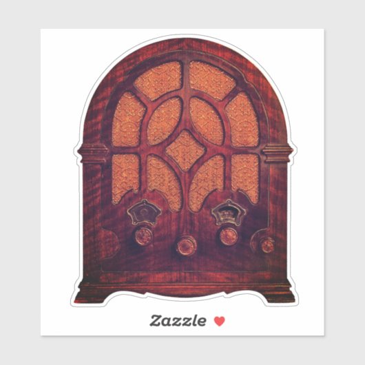 Antiek radiohout elegant art deco kathedraal sticker (Vel)