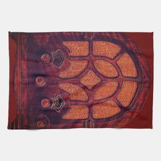 Antiek radiohout elegant art deco kathedraal theedoek (Horizontaal)