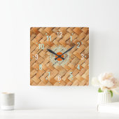 Antiek Ratan Rotan Decor - Western Vierkante Klok (Huis)