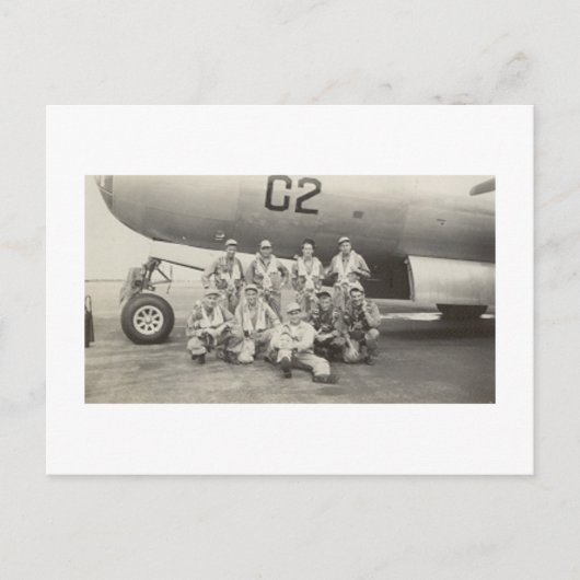 Antiek Real Photo WWII B-29 Bomber Crew Briefkaart (Voorkant)
