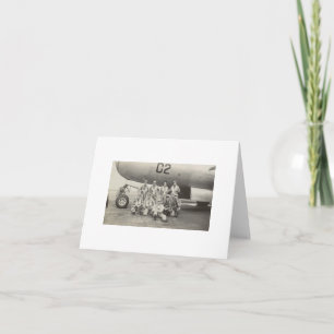 Antiek Real Photo WWII B-29 Bomber Crew Note Kaart