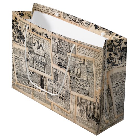 Antiek reclamebladen ontkoppelen groot cadeauzakje (Voorkant Gekanteld)