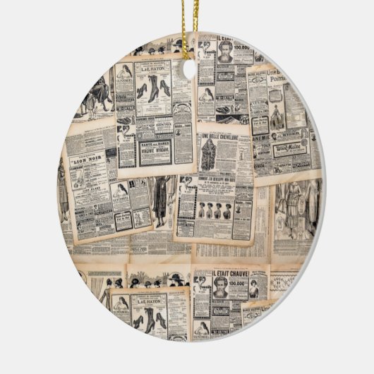 Antiek reclamebladen ontkoppelen keramisch ornament (Links)