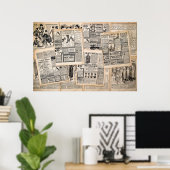 Antiek reclamebladen ontkoppelen poster (Thuiskantoor)