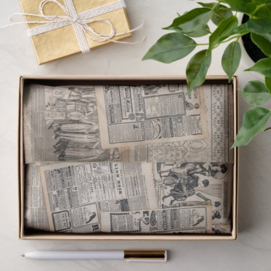 Antiek reclamebladen ontkoppelen tissuepapier (Geschenk)