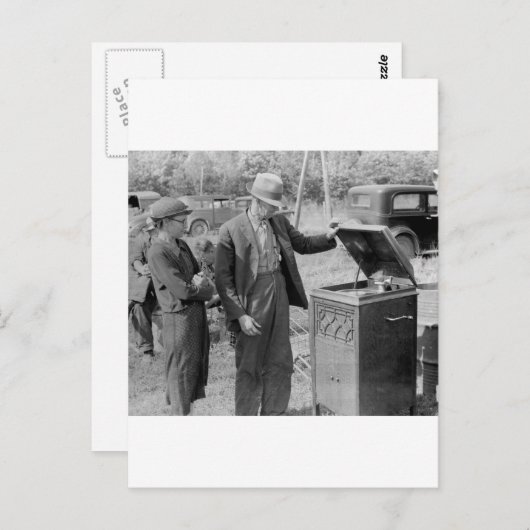 Antiek recordspeler, jaren '30 briefkaart (Voorkant / Achterkant)