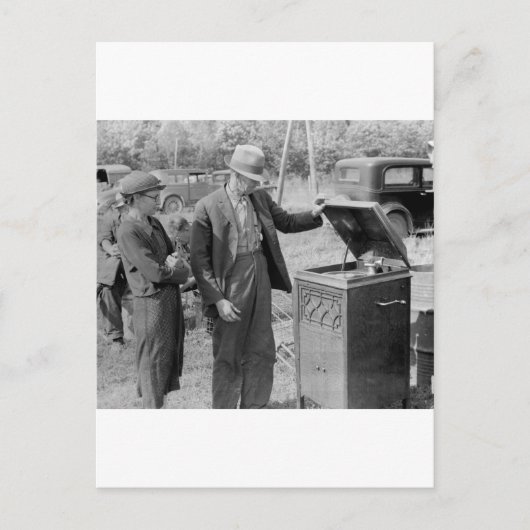 Antiek recordspeler, jaren '30 briefkaart (Voorkant)