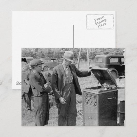 Antiek recordspeler, jaren '30 briefkaart (Voorkant / Achterkant)