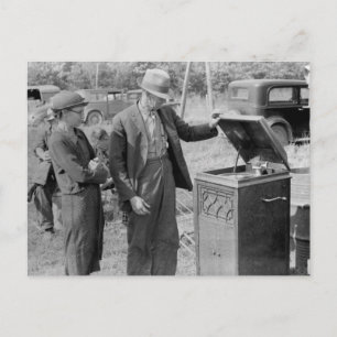 Antiek recordspeler, jaren '30 briefkaart