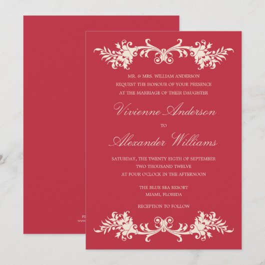 ANTIEK RED | AFBEELDINGSINVITATIE KAART (Voorkant / Achterkant)