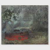 Antiek Red Black — oude scriptpagina Muziek Cadeaupapier (Vlak)