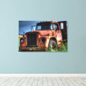 Antiek Red International Pickup Truck Canvas Afdruk (Insitu (Houten vloer))