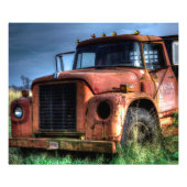 Antiek Red International Pickup Truck Foto Afdruk (Voorkant)