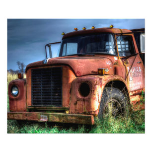 Antiek Red International Pickup Truck Foto Afdruk