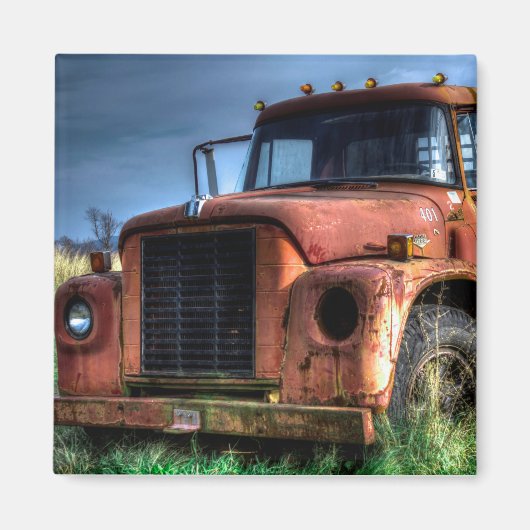 Antiek Red International Pickup Truck Magneet (Voorkant)