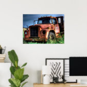 Antiek Red International Pickup Truck Poster (Thuiskantoor)
