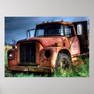 Antiek Red International Pickup Truck Poster