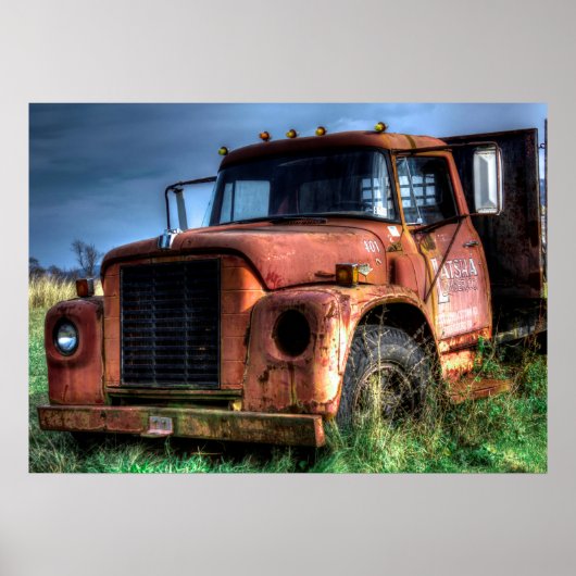 Antiek Red International Pickup Truck Poster (Voorkant)