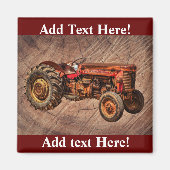 Antiek Red Tractor Boerderij tractor Magneet (Voorkant)