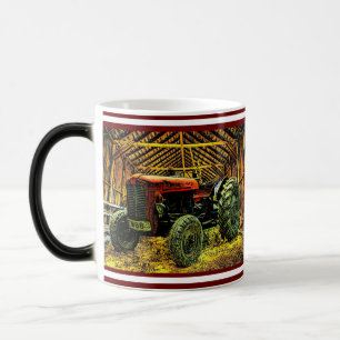 Antiek Red Tractor Rustic Barn Coffee Mok