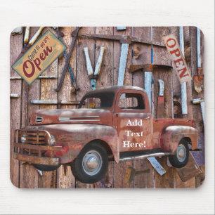 Antiek Red Truck Antiek Boerderij Tools Muismat