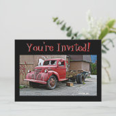 Antiek  Red Truck Je bent uitgenodigd. Kaart (Staand voorkant)