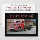 Antiek  Red Truck Je bent uitgenodigd. Kaart (Voorkant / Achterkant)