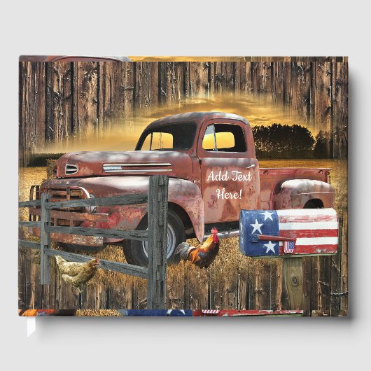 Antiek Red Truck  Red Truck Boerderij Truck Gastenboek (Voorkant)