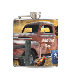 Antiek Red Truck  Red Truck Boerderij Truck Heupfles