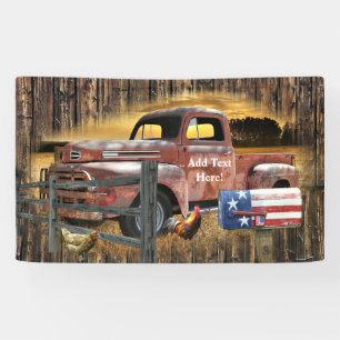 Antiek Red Truck Red Truck Boerderij Truck Spandoek