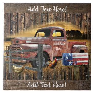 Antiek Red Truck Red Truck Boerderij Truck Tegeltje