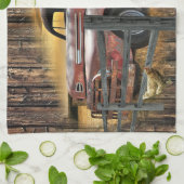 Antiek Red Truck Red Truck Boerderij Truck Theedoek (Gevouwen)