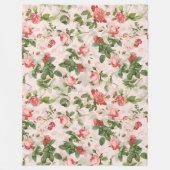 Antiek Redouté Rozen Patroonroze Fleece Deken (Voorkant)